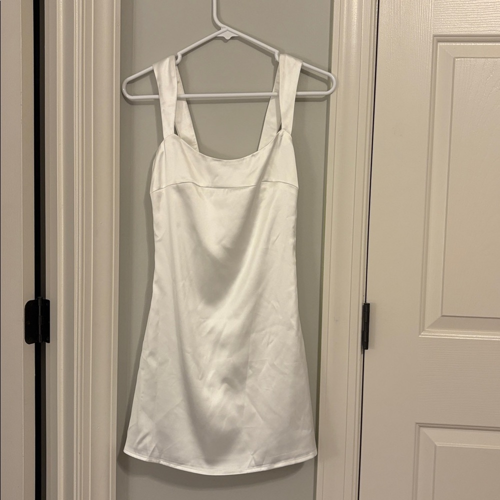 Peppermayo White Odette Satin Mini Dress